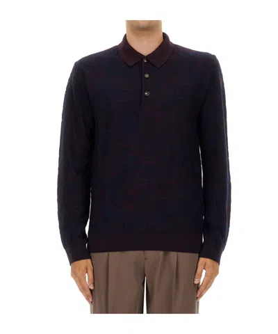 Etro Long-sleeved Polo Shirt In Black