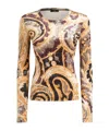 Etro Paisley Velvet Top In Nude