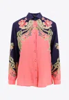 Etro Enchanted Floral Long-sleeve Silk Engineered Shirt In Multicolor