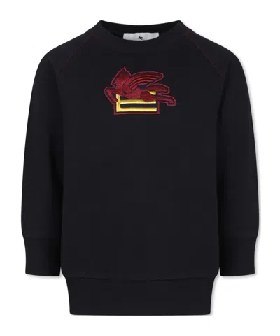 Etro Long-sleeved Pullover Hoodie In Black