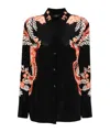 Etro Black Silk Shirt With Print In Black
