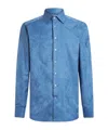 Etro , Jacquard Shirt, Man, Light Blue, Size 47 In Blue