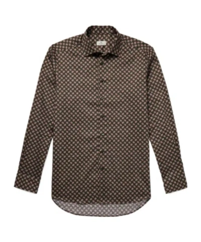 Etro Slim-fit Printed Cotton-twill Shirt In Brown
