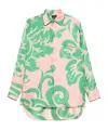 Etro Pink Silk Shirt With Green Print Women In Green