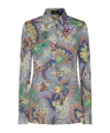 Etro Cotton Shirt With Floral Print And Collared Neck In Multicolor