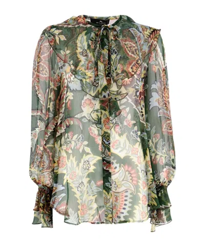 ETRO ETRO FLORAL-PRINTED RUFFLED SHIRT