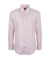 Etro Long Sleeve Fuji Botton Down Logo Shirt In Pink