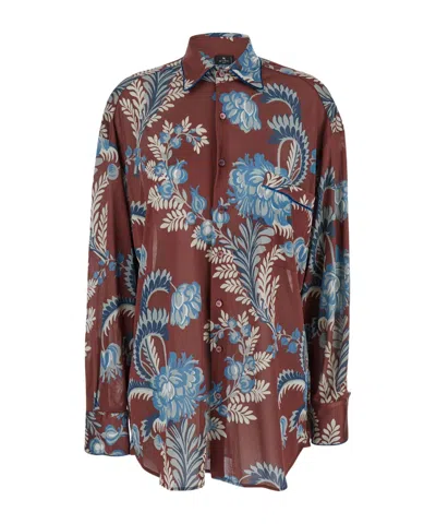 ETRO ETRO FLORAL PRINTED CURVED HEM SHIRT