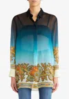 Etro Long-sleeved Silk Georgette Shirt In Multi