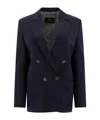 Etro Double-breasted Stretch Jacket With Pegaso Buttons In Black
