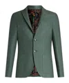 Etro Single-breasted Cotton Blazer In Green