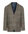 Etro Blazer In Beige Linen And Cotton Blend Men In Green
