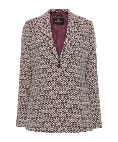 Etro Long-sleeved Suit Coat In Multicolor