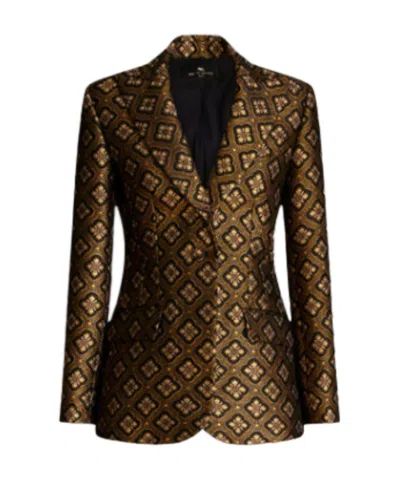 Etro Long Sleeved Suit Jacket In Black