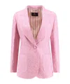 Etro Jacquard Silk Blend Blazer With Embroidery In Pink