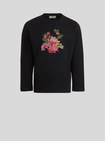 Etro Long-sleeved T-shirt For Children In Navy Blue