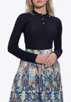 Etro Knitted Polo Shirt In Navy