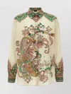 Etro Multicolor Shirt With Classic Collar And All-over Paisley Print In Cotton And Silk Woman