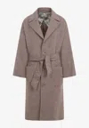 Etro Belted Coat Patch Pockets In Taupe