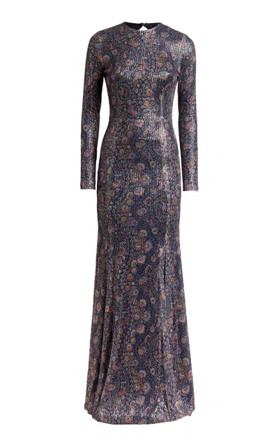 Etro Long-sleeve Gown In Blue