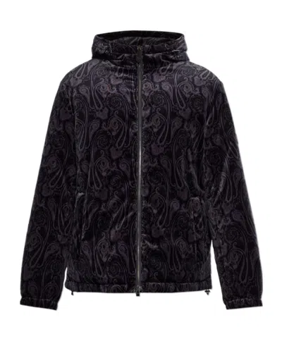 Etro Long-sleeved Hooded Casual Jacket In Blue