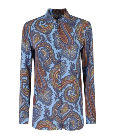 Etro Long-sleeved Shirt In Blue