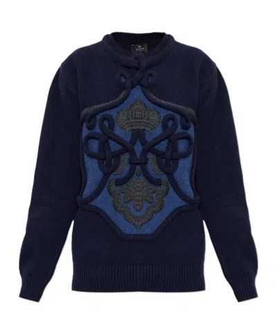 Etro Long-sleeved Sweater In Blue