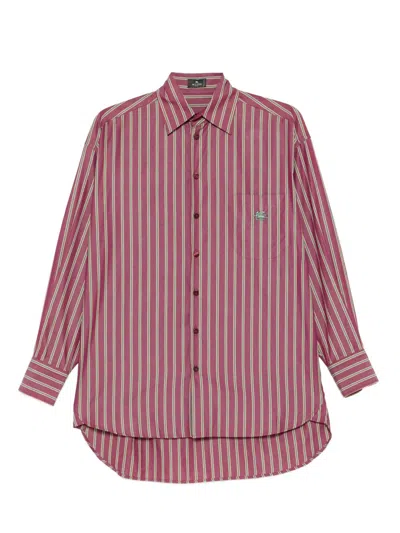 Etro Loose Fit Striped Cotton Shirt In Multi