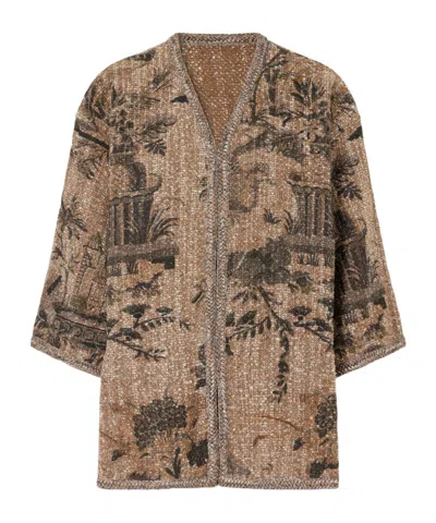Etro Loose Short-sleeve Jacket In Brown