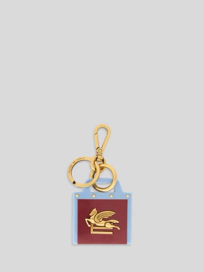 Etro Love Trotter Pegaso-motif Keyring In Red