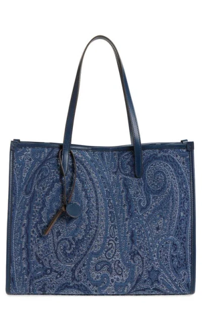 Etro Love Trotter Jacquard Tote In Blue