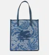 Etro Medium Denim Love Trotter Bag With Pegaso Symbol In Blue