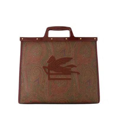 Etro Love Trotter Shopper - Leather - Red In Brown