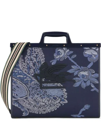 Etro Love Trotter Shopping Bag In Blue