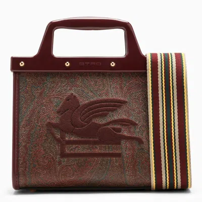 Etro Love Trotter Small Burgundy Bag With Jacquard Pattern Women In Red