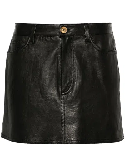 Etro Low-rise Leather Miniskirt In Black