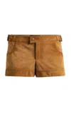 Etro Low-rise Suede Shorts In Brown