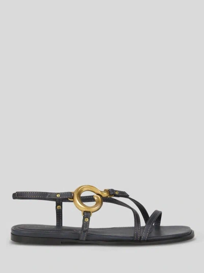 Etro , Low Sandals With Paisley Detail, Woman, Navy Blue, Size 36