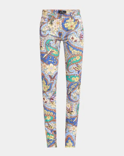 Etro Lucky Charm Print Straight-leg Trousers In Print On Blue Base 3