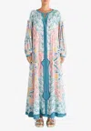 Etro Pink And Liht-blue Paisley Maxi-dress In Cotton Blend Woman