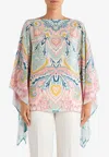 Etro Lucky Clover Silk Poncho In Multicolor
