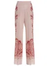 Etro Silk Trousers With Placed Flower Print