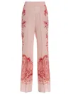 Etro Silk Trousers With Placed Flower Print