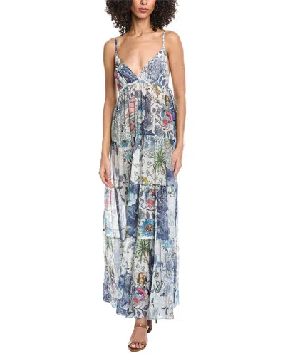 Etro Lungo Oryx Silk-blend Maxi Dress In Blue