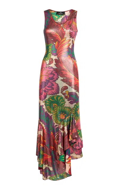 Etro Lurex Jersey Maxi Dress In Multi