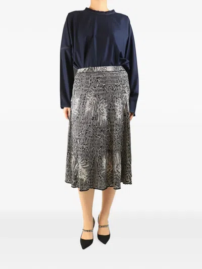 Pre-owned Etro Lurex Midi Skirt In Black