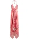 Etro Hem Halter Neck Layered Paisley Print Dress