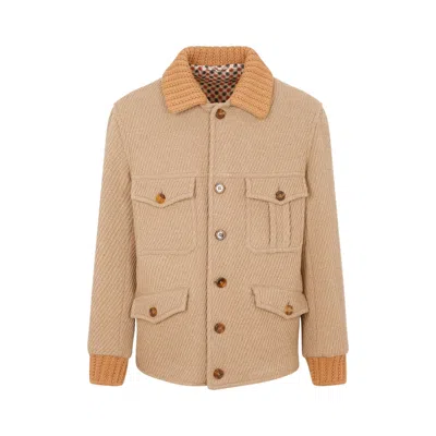 Etro Luxurious Wool Jacket For Men In Brown