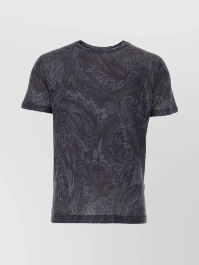 ETRO LYOCELL PAISLEY PRINT T-SHIRT WITH RIBBED CREW NECK