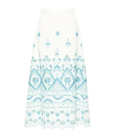 Etro Floral Embroidered Midi Skirt In Multicolor